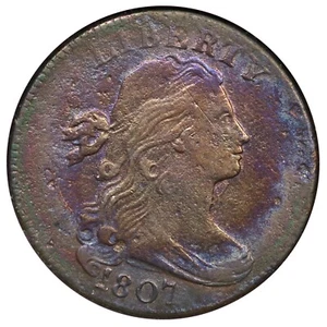 1807 S-275 R-3 ANACS VF 30 Details drapierte Büste große Cent Münze 1c - Bild 1 von 3