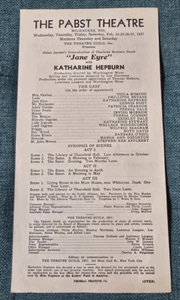 1937 Playbill Program Pabst Theatre Milwaukee Jane Eyre with Katharine Hepburn - Picture 1 of 5