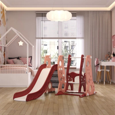 Baby Toddler Climbing Slide & Swing In/Outdoor Playcentre Toy w/ Basketball Hoop - Image 1 of 4