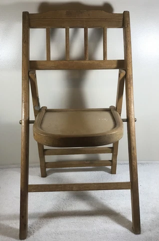 Vintage Wooden Childs Folding Chair Maybe Oak? Cover