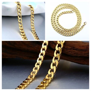 Men Hip Hop Stainless Steel Pendant Chain Gold Plated Denim Chain Necklace Women - Picture 1 of 7