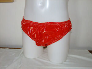 PVC Knickers Shiny Red Plastic Briefs Panties Pants Mens Womens ABDL Roleplay