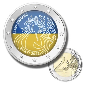Moneda de 2 euros color 2022 Estonia Slava Ucrania - Gloria a Ucrania - Imagen 1 de 2