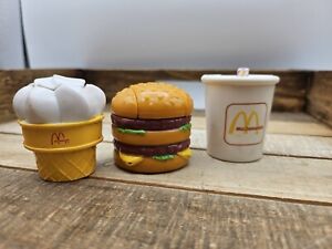 1990 McDonalds Changeables 3 Dinosaur Happy Meal Shake Cone Big Mac Burger 