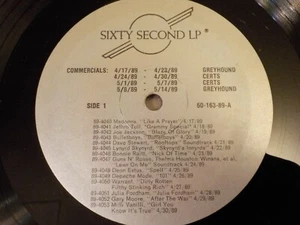 SIXTY SECOND LP RADIO SHOW 28 DIFFERENT ARTISTS AND GROUPS 4/17/89 TO 5/14/89 VG - Picture 1 of 4