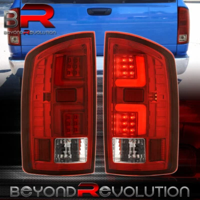 For 2007-2008 Ram 1500 Replacement LED Tube Tail Lights Chrome Housing Red Lens - Image 1 of 4