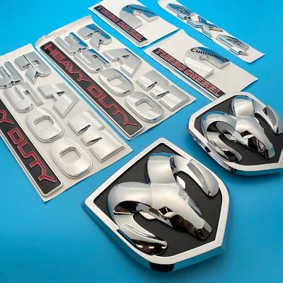 7PCS RAM3500 Emblem Set For RAM 3500 Heavy Duty Cummins Turbo Diesel 4X4 Chrome - Изображение 1 из 4