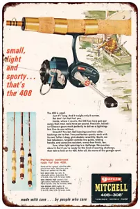 1968 Abu Garcia Mitchell fish reel Bait Shop Vintage reproduction metal sign - Picture 1 of 1