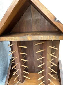 Vintage Wooden Sewing Thread 52+ Spool Holder Rack House Well Made Wall Hanger - Picture 1 of 22