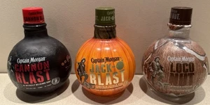 Set of 3 Captain Morgan 750ML Empty Bottles. Jack-O-Blast Cannon Blast Loco Nut - Picture 1 of 8