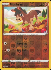 Pokemon - Mudbray #105/202 - SWSH01: Sword & Shield Base Set Reverse Holo - Picture 1 of 2