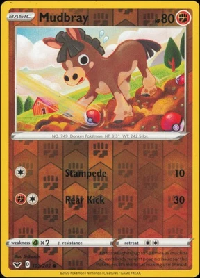 Pokemon - Mudbray #105/202 - SWSH01: Sword & Shield Base Set Reverse Holo - Image 1 of 2