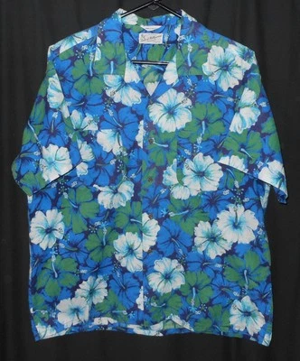 Camisa Hawaiana Años 50 Vintage Algodón Flores Duque de Hollywood XL Foto 1 de 4