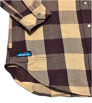 KAVU Men's MD Plaid Flannel Button-Up L/S Outdoor Casual Shirt Jacket, Plum LOGO - Image 1 of 4