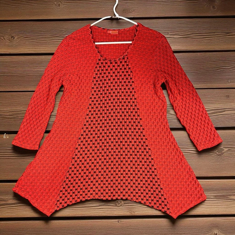 Camiseta de malha texturizada Tianello manga longa túnica astin pulôver tamanho G funky - Imagem 1 de 4