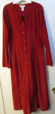 Vestido Camisa Vintage TALBOTS Talla 4 Rojo Pana Costilla Fina Algodón Maxi Vestido Excelente Foto 1 de 4