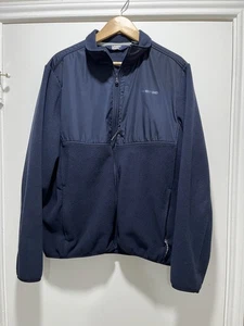 Lands End Fleece Jacket Mens Large Blue Fleece Zip Up Pockets Outerwear - Picture 1 of 4