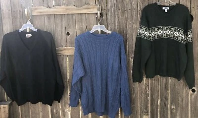 Lot Of 3:Men's Sweaters~L/S Henry Grethel/Rodier/Old Navy~Blue & Green VGUC! - Image 1 of 4
