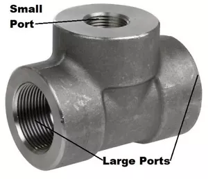 Reducing Tee 2" x 2" x 1" NPT Pipe Thread Forged Steel Tee 3000 T Fitting - Picture 1 of 2