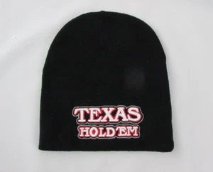 NEW Black Knit Winter Beanie Cap Hat Embroidered Texas Hold'em - Picture 1 of 2