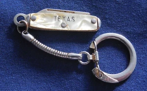 FASHION STEEL Plastic MANUFACTURED Vintage Knife TEXAS KEY RING Estate - Picture 1 of 2