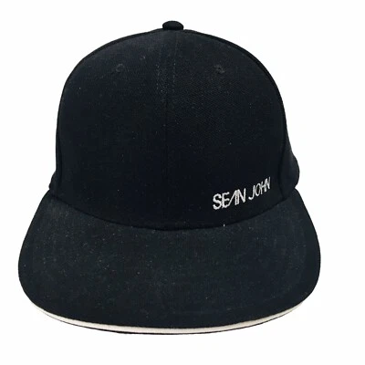 Gorra Sean John negra ajustada 7 5/8 Y2K P Diddy elegante 100 % algodón limpia Foto 1 de 4