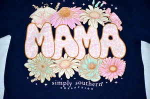 Simply Southern Leopard Mama Flowers Long Sleeve T-Shirt  Women's size SMALL - Picture 1 of 9