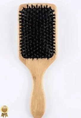 HAIR BRUSH-100% NATURAL BOAR HAIR MEDIUM BRISTLE  WOODEN PADDLE WOMEN MEN KIDS - Image 1 of 4