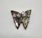 Vintage Mexico Silver Abalone Butterfly Brooch Pin Signed