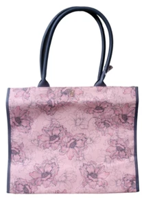 NEW VICTORIA'S SECRET PINK FLORAL CANVAS TRAVEL TOTE BAG BEACH GYM - Picture 1 of 2