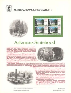 Panel de estampillas conmemorativas #255 22c Arkansas Statehood #2167 USPS - Imagen 1 de 1