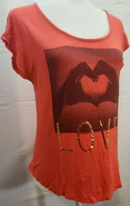 Pasarela Niña Para Mujer Talla Mediana Coral/Rosa Corazón Manos Amor Cruzado Espalda T - Imagen 1 de 6