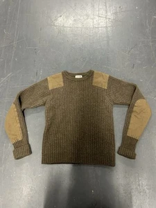LL Bean Mens Commando Wool Sweater Brown Size Small Reg Ribbed Military Outdoors - Picture 1 of 5
