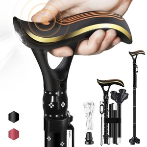 Folding Cane, Smart Alarm Foldable Cane with Light, Fashion Walking Cane for Wom - Picture 1 of 7