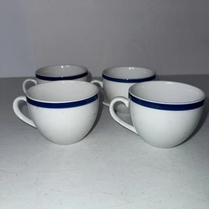 Williams Sonoma Brasserie Blue Banded Coffee Cups Set of 4 Japan 3.75" x 3" - Picture 1 of 6