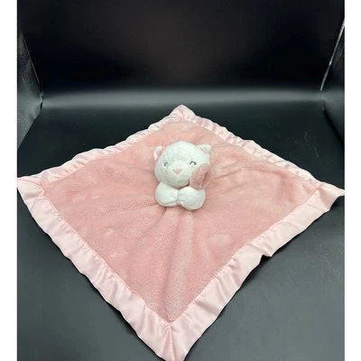 Manta Carter's White Pink Bear Lovey borde de seda usada en excelente estado Foto 1 de 4