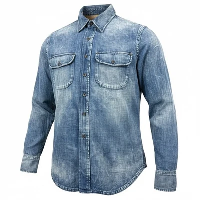 Camisa jeans masculina AG Adriano Goldschmied manga longa média M com botões - Imagem 1 de 4