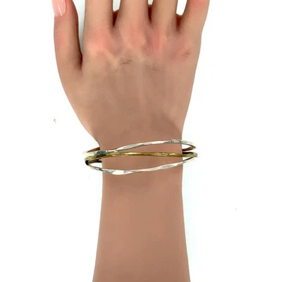 Brazalete vintage Robert Lee Morris de plata de ley, tono dorado Foto 1 de 4