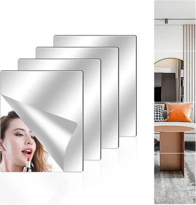 Pack Acrylic Mirror Tiles, 12”x16”Unbreakable Wall Mirror Full 12"x16" 4 - Image 1 of 4