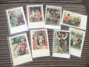 COLLECTION OF 8 EARLY 1900s POSTCARDS - CHARACTERS FROM SHAKESPEARE PLAYS - Picture 1 of 6