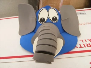 Child's Elephant Hat/Visor. Blue rim with Gray ears and trunk, white eyes - Picture 1 of 4