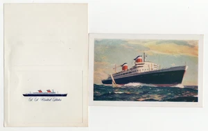 Vintage Unposted Postcard + Calling Card - S. S. United States Cruise Ship - Picture 1 of 6