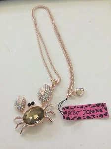 BETSEY JOHNSON CRYSTAL CRAB ROSE GOLD PLATED PENDANT NECKLACE - Picture 1 of 1