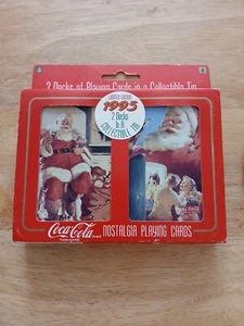 Vintage 1995 Coca Cola Santa Claus Nostalgia Tin With Playing Cards - Sealed NEW - Picture 1 of 5