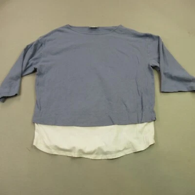 Camisa para mujer Jill XS Petite manga larga exterior ligera cuello redondo azul Foto 1 de 4