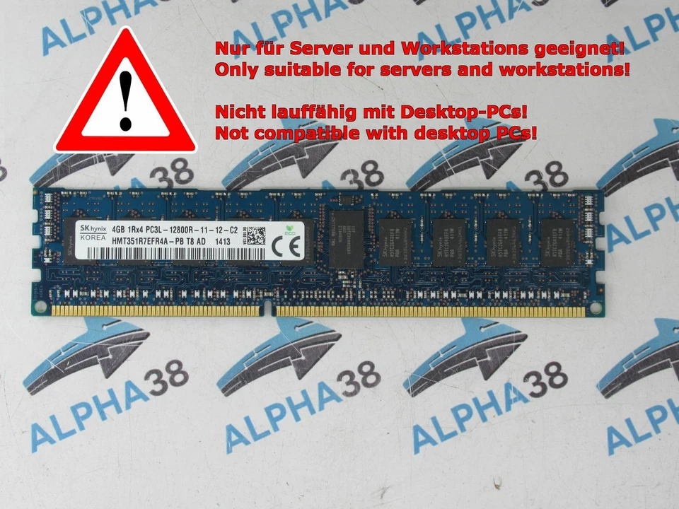 Skhynix 4 GB DDR3-1600 PC3L-12800R HMT351R7EFR4A-PB CL11 135V Server RAM - Image 1 of 1