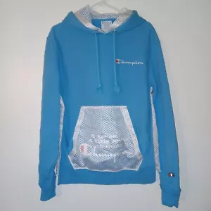 Champion Sweatshirt Reverse Weave Mens Medium Blue Mesh - Picture 1 of 6