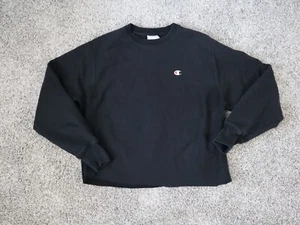 Vintage Champion Mens Sweatshirt Medium Black Reverse Weave Logo Workout - Picture 1 of 9