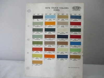 PAINT COLOR REFERENCE SAMPLE PAINT CHIPS DUPONT 1974 FORD  TRUCK COLORS - Image 1 of 3