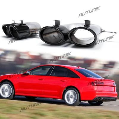 Black Muffler Tailpipe Exhaust Tips for Audi A6 S-line 2016 2017 2018 Foto 1 de 4